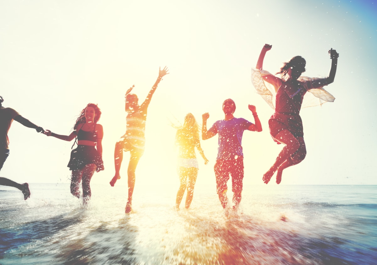 Friends at a beach